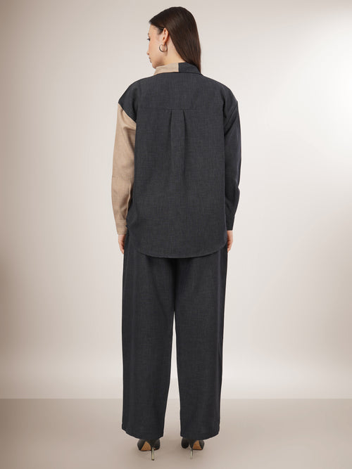 CHIC CONTRAST LINEN CO-ORD SET - NOIR & SAND EDITION