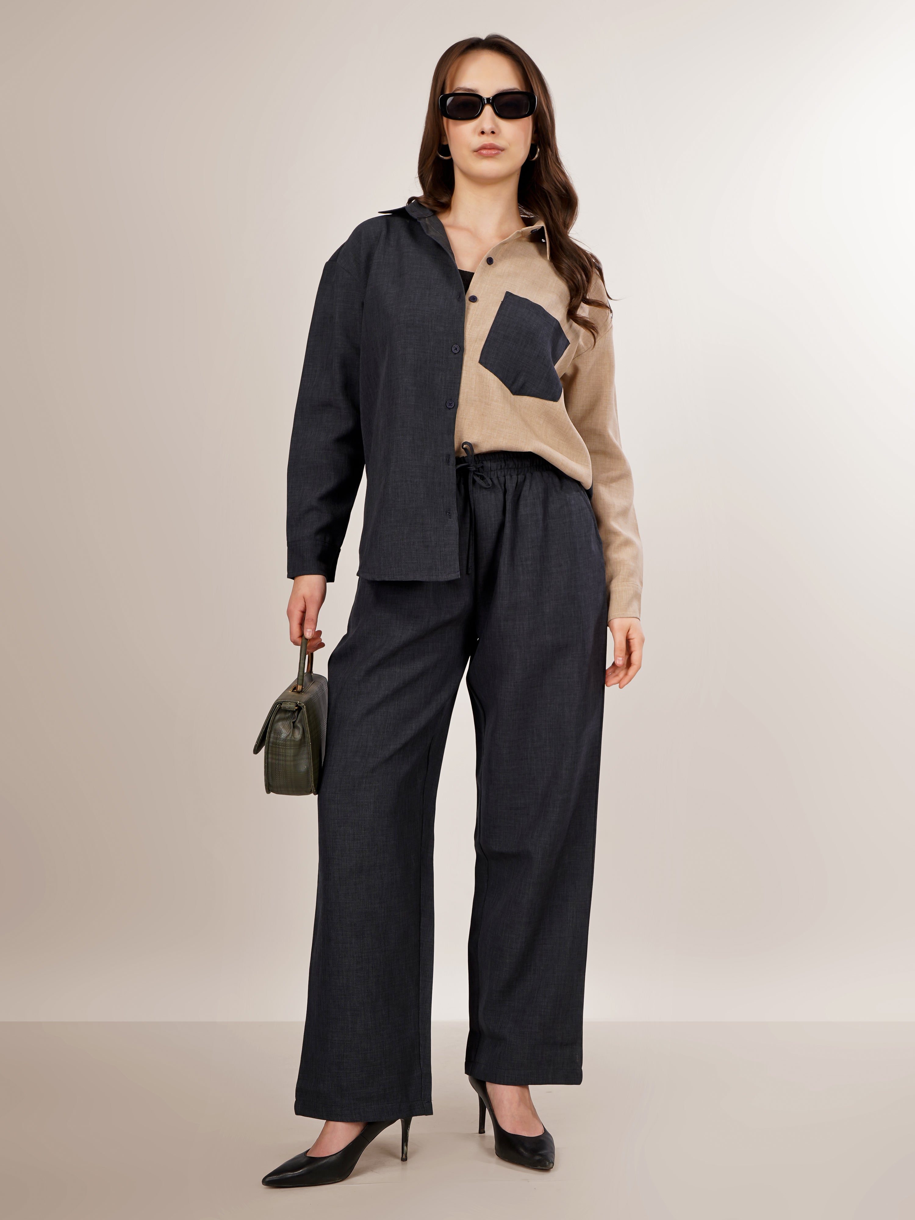 CHIC CONTRAST LINEN CO-ORD SET - NOIR & SAND EDITION